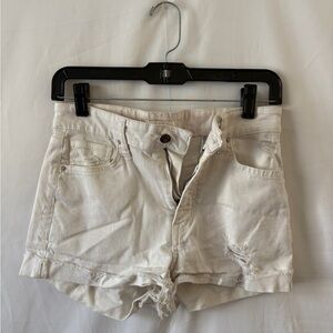 White Distressed Denim Women Shorts